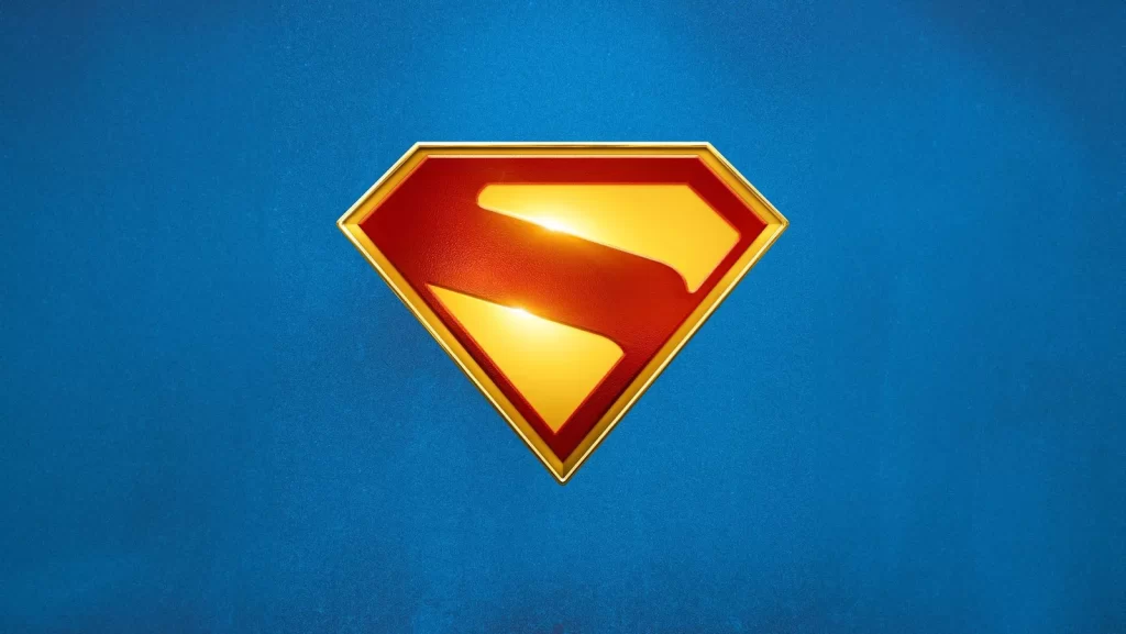 Red Superman "S" in a yellow diamond with a blue background